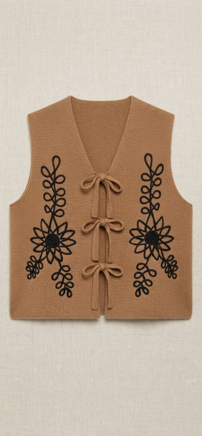 Cardigan sans  avec nœuds