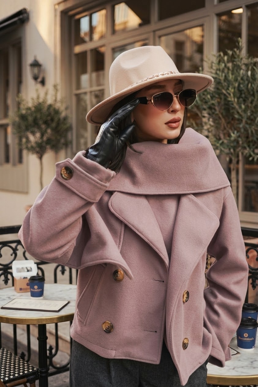 Manteau cachemire avec cache-col