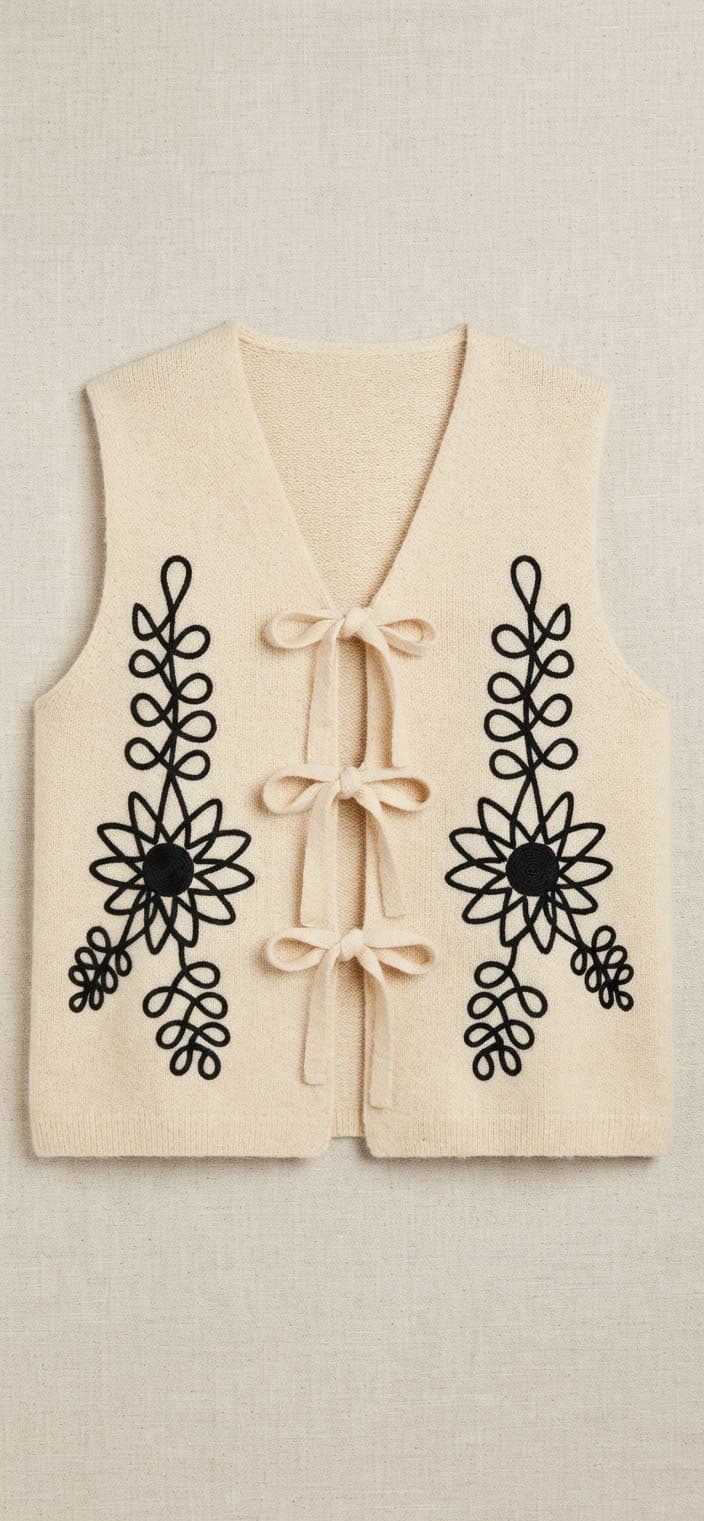 Cardigan sans  avec nœuds