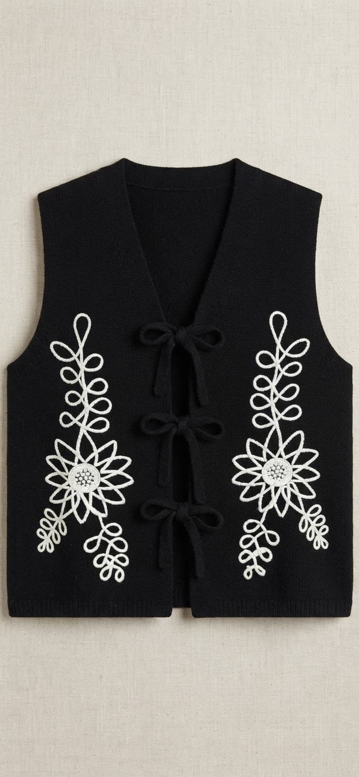 Cardigan sans  avec nœuds