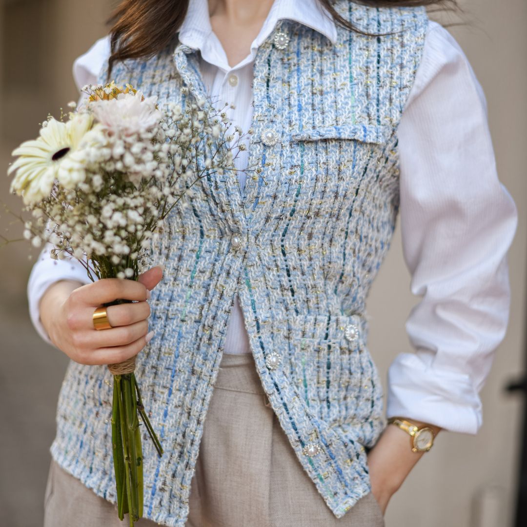 Veste sans manches en tweed